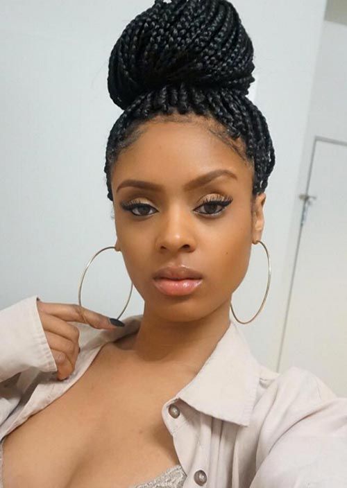 braid hairstyles for black women - High twisted Bun 